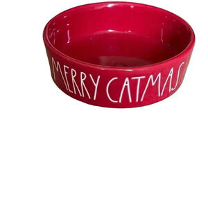 Rae Dunn Merry Catmas Pet Food Bowl Matte red ceramic
